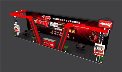 51.8平米展臺(tái)設(shè)計(jì)制作：三面開口/現(xiàn)代/木質(zhì)結(jié)構(gòu)/紅色，為機(jī)械展展商而作（免費(fèi)使用）