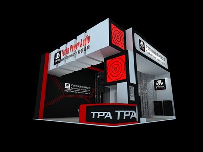 81平米展臺(tái)設(shè)計(jì)制作：二面開口/現(xiàn)代/桁架結(jié)構(gòu)/彩色，為家電展展商而作（免費(fèi)使用）