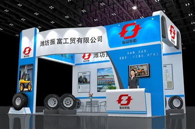 35平米展臺設(shè)計制作：三面開口/現(xiàn)代/木質(zhì)結(jié)構(gòu)/藍色，為汽配展展商而作（免費使用）