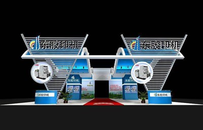225平米展臺設(shè)計制作：四面開口/現(xiàn)代/木質(zhì)結(jié)構(gòu)/白色，為機械展展商而作（免費使用）