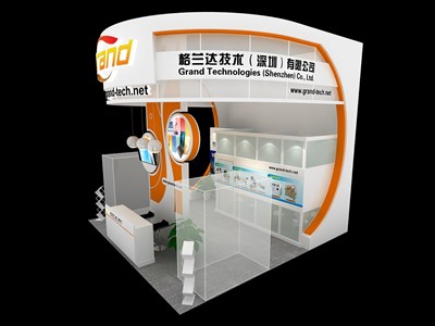 36平米展臺設(shè)計制作：三面開口/現(xiàn)代/木質(zhì)結(jié)構(gòu)/白色，為機械展展商而作（免費使用）