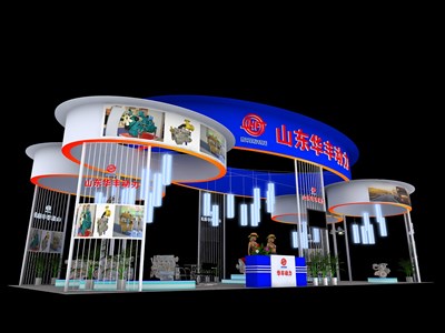 119平米展臺(tái)設(shè)計(jì)制作：四面開口/現(xiàn)代/木質(zhì)結(jié)構(gòu)/藍(lán)色，為機(jī)械展展商而作（免費(fèi)使用）