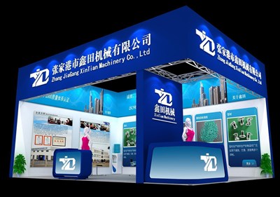 48平米展臺設(shè)計制作：二面開口/現(xiàn)代/木質(zhì)結(jié)構(gòu)/藍(lán)色，為汽配展展商而作（免費使用）