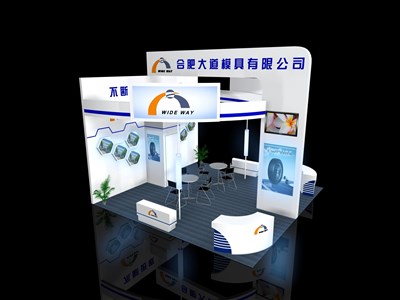 36平米展臺設計制作：三面開口/現(xiàn)代/木質結構/白色，為汽配展展商而作（免費使用）