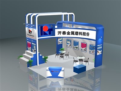 36平米展臺設(shè)計制作：三面開口/現(xiàn)代/木質(zhì)結(jié)構(gòu)/藍色，為汽配展展商而作（免費使用）