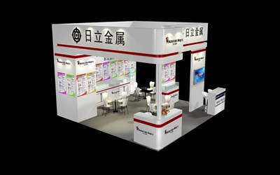 36平米展臺設計制作：三面開口/現(xiàn)代/木質結構/白色，為汽配展展商而作（免費使用）