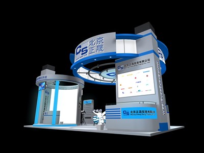 54平米展臺設(shè)計制作：四面開口/現(xiàn)代/木質(zhì)結(jié)構(gòu)/藍色，為汽配展展商而作（免費使用）