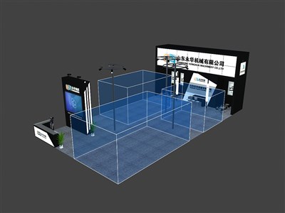 180平米展臺設(shè)計(jì)制作：三面開口/現(xiàn)代/木質(zhì)結(jié)構(gòu)/黑色，為汽配展展商而作（免費(fèi)使用）