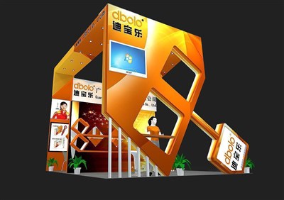 36平米展臺(tái)設(shè)計(jì)制作：二面開口/現(xiàn)代/木質(zhì)結(jié)構(gòu)/橙色，為電子展展商而作（免費(fèi)使用）