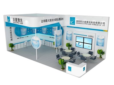 72平米展臺(tái)設(shè)計(jì)制作：二面開口/前衛(wèi)/木質(zhì)結(jié)構(gòu)/藍(lán)色，為電子展展商而作（免費(fèi)使用）