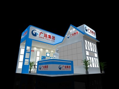 36平米展臺(tái)設(shè)計(jì)制作：二面開口/前衛(wèi)/木質(zhì)結(jié)構(gòu)/藍(lán)色，為電子展展商而作（免費(fèi)使用）