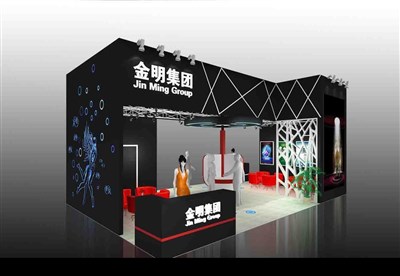 54平米展臺設(shè)計制作：二面開口/前衛(wèi)/木質(zhì)結(jié)構(gòu)/黑色，為電子展展商而作（免費使用）