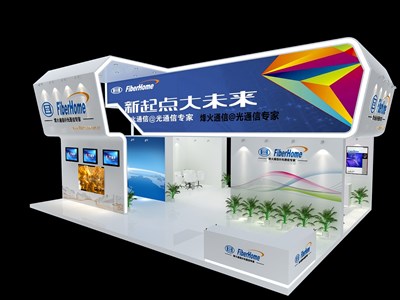 108平米展臺設(shè)計(jì)制作：三面開口/現(xiàn)代/木質(zhì)結(jié)構(gòu)/白色，為電子展展商而作（免費(fèi)使用）