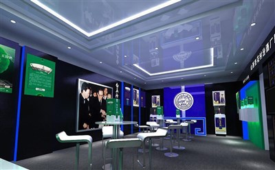 40平米展廳設(shè)計(jì)制作：前衛(wèi)/藍(lán)色，產(chǎn)品類(lèi)展廳-白玉汾酒展廳（免費(fèi)使用）