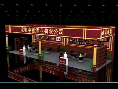 96平米展臺(tái)設(shè)計(jì)制作：三面開口/中式/木質(zhì)結(jié)構(gòu)/咖啡色，為糖酒展展商而作（免費(fèi)使用）