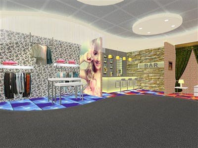 64平米展廳設(shè)計(jì)制作：前衛(wèi)/米色，產(chǎn)品類(lèi)展廳-廣州優(yōu)偉服裝展廳（免費(fèi)使用）