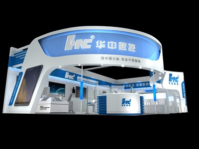 246平米展臺設計制作：二面開口/前衛(wèi)/木質(zhì)結構/藍色，為電子展展商而作（免費使用）