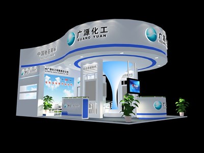 54平米展臺設(shè)計制作：三面開口/現(xiàn)代/木質(zhì)結(jié)構(gòu)/白色，為化工展展商而作（免費(fèi)使用）