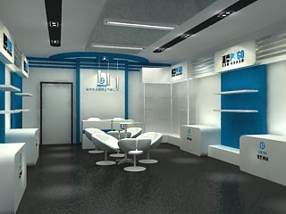 43.2平米展廳設(shè)計制作：現(xiàn)代/藍色，產(chǎn)品類展廳-派高產(chǎn)品展廳（免費使用）