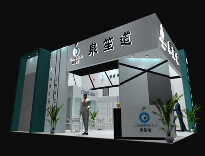 54平米展臺設計制作：二面開口/現代/木質結構/白色，為綜合展展商而作（免費使用）