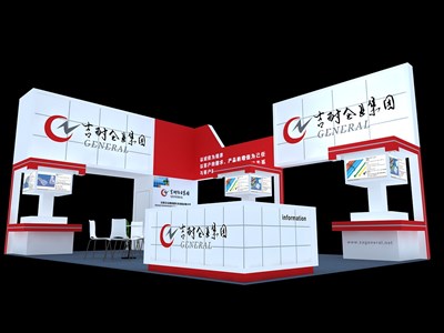 54平米展臺設(shè)計制作：四面開口/前衛(wèi)/木質(zhì)結(jié)構(gòu)/紅色，為電子展展商而作（免費(fèi)使用）