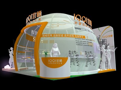 36平米展臺(tái)設(shè)計(jì)制作：一面開口/現(xiàn)代/型材結(jié)構(gòu)/白色，為嬰幼展展商而作（免費(fèi)使用）
