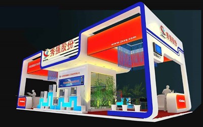 84平米展臺設計制作：四面開口/現(xiàn)代/木質(zhì)結構/彩色，為綜合展展商而作（免費使用）