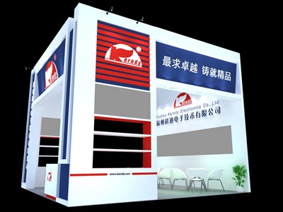 36平米展臺設(shè)計制作：三面開口/現(xiàn)代/型材結(jié)構(gòu)/彩色，為電子展展商而作（免費(fèi)使用）