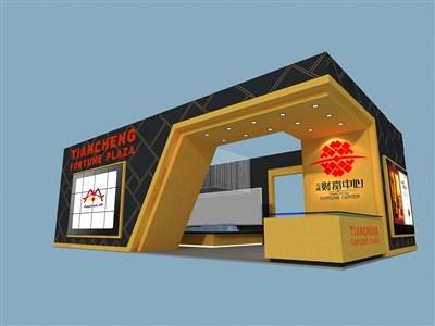 80平米展臺設計制作：一面開口/前衛(wèi)/木質結構/黑色，為房產(chǎn)展展商而作（免費使用）
