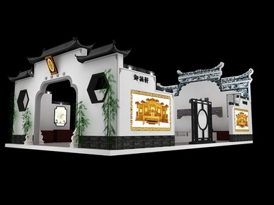 165平米展臺(tái)設(shè)計(jì)制作：四面開(kāi)口/中式/型材結(jié)構(gòu)/灰色，為家具展展商而作（免費(fèi)使用）