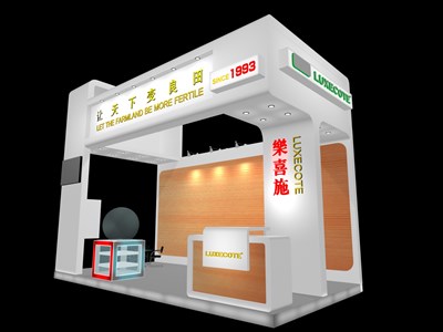 18平米展臺設計制作：三面開口/現(xiàn)代/木質(zhì)結構/白色，為綜合展展商而作（免費使用）