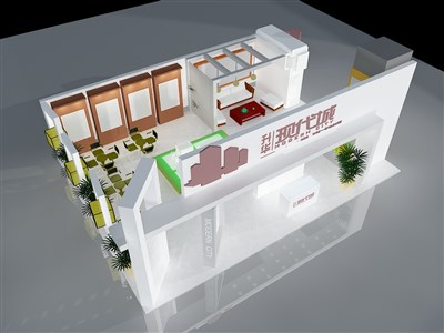 80平米展臺設(shè)計制作：二面開口/現(xiàn)代/木質(zhì)結(jié)構(gòu)/白色，為房產(chǎn)展展商而作（免費使用）