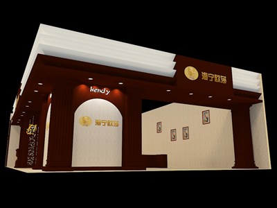 253平米展臺(tái)設(shè)計(jì)制作：二面開口/歐式/木質(zhì)結(jié)構(gòu)/咖啡色，為家具展展商而作（免費(fèi)使用）