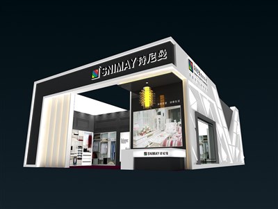 150平米展臺設(shè)計制作：三面開口/前衛(wèi)/型材結(jié)構(gòu)/灰色，為家具展展商而作（免費使用）