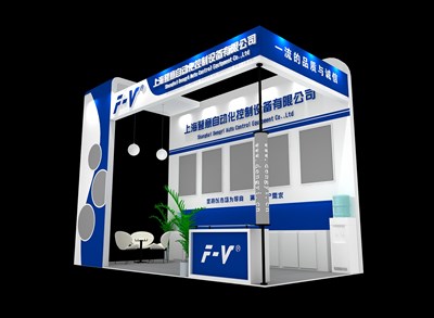 18平米展臺(tái)設(shè)計(jì)制作：二面開口/現(xiàn)代/木質(zhì)結(jié)構(gòu)/藍(lán)色，為綜合展展商而作（免費(fèi)使用）