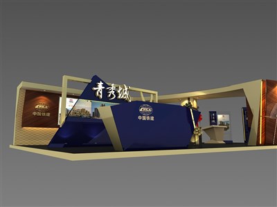 135平米展臺(tái)設(shè)計(jì)制作：三面開口/前衛(wèi)/木質(zhì)結(jié)構(gòu)/米色，為房產(chǎn)展展商而作（免費(fèi)使用）