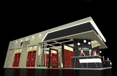 50平米展臺(tái)設(shè)計(jì)制作：三面開口/前衛(wèi)/型材結(jié)構(gòu)/米色，為家具展展商而作（免費(fèi)使用）