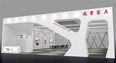 214.5平米展臺(tái)設(shè)計(jì)制作：一面開口/前衛(wèi)/型材結(jié)構(gòu)/灰色，為家具展展商而作（免費(fèi)使用）