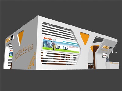 60平米展臺設(shè)計制作：三面開口/現(xiàn)代/型材結(jié)構(gòu)/彩色，為家具展展商而作（免費使用）