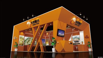72平米展臺(tái)設(shè)計(jì)制作：二面開(kāi)口/現(xiàn)代/木質(zhì)結(jié)構(gòu)/咖啡色，為房產(chǎn)展展商而作（免費(fèi)使用）