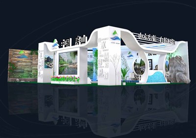 84平米展臺設計制作：二面開口/現(xiàn)代/木質(zhì)結構/彩色，為房產(chǎn)展展商而作（免費使用）