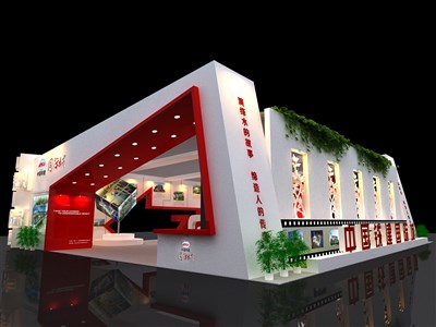 120平米展臺(tái)設(shè)計(jì)制作：三面開(kāi)口/前衛(wèi)/型材結(jié)構(gòu)/彩色，為房產(chǎn)展展商而作（免費(fèi)使用）