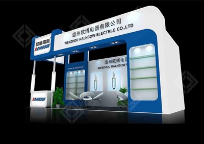 24平米展臺設(shè)計(jì)制作：二面開口/現(xiàn)代/木質(zhì)結(jié)構(gòu)/白色，為電子展展商而作（免費(fèi)使用）