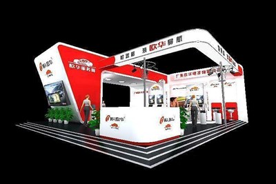 168平米展臺設計制作：三面開口/現代/型材結構/紅色，為電子展展商而作（免費使用）