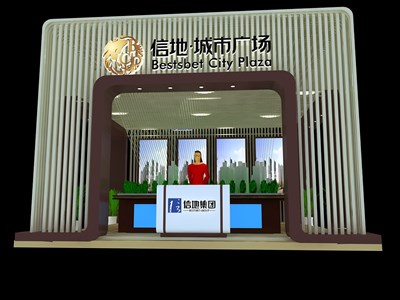 49平米展臺設(shè)計制作：三面開口/前衛(wèi)/型材結(jié)構(gòu)/紫色，為房產(chǎn)展展商而作（免費使用）
