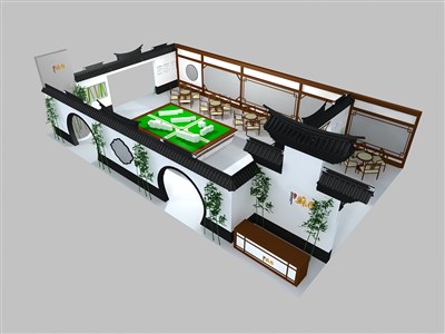 117平米展臺設計制作：三面開口/田園/木質(zhì)結(jié)構(gòu)/灰色，為房產(chǎn)展展商而作（免費使用）