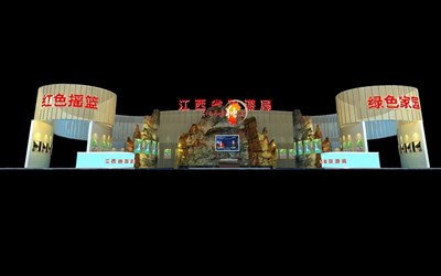 1000平米展臺設計制作：四面開口/前衛(wèi)/型材結構/米色，為旅游展展商而作（免費使用）