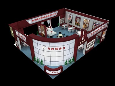 180平米展臺設(shè)計制作：四面開口/現(xiàn)代/木質(zhì)結(jié)構(gòu)/紅色，為建材展展商而作（免費使用）