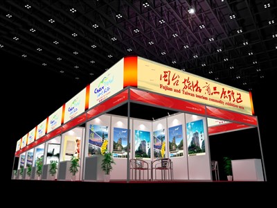 126平米展臺設計制作：二面開口/現(xiàn)代/木質(zhì)結構/白色，為旅游展展商而作（免費使用）