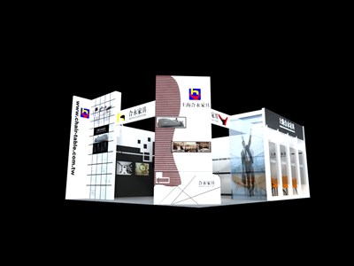 63平米展臺設(shè)計制作：二面開口/現(xiàn)代/木質(zhì)結(jié)構(gòu)/白色，為建材展展商而作（免費使用）